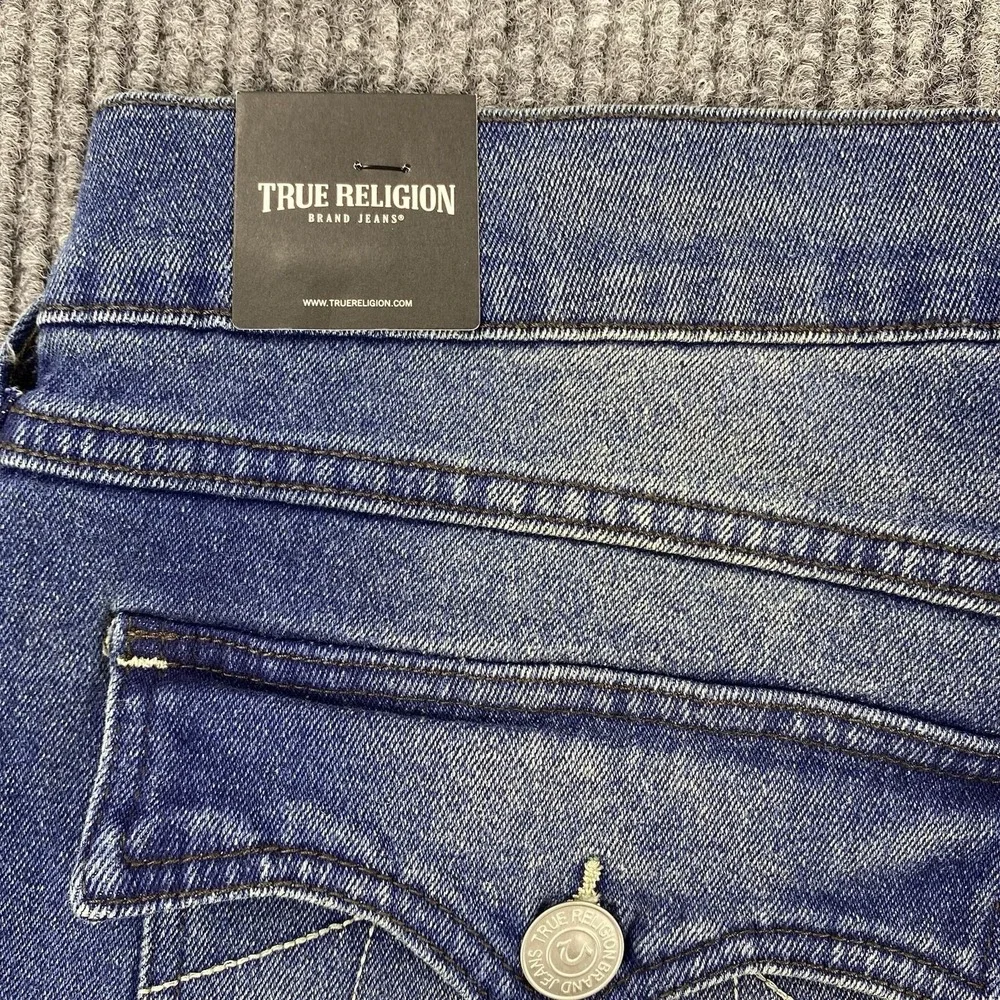 True Religion Jeans Mens 38 Blue Geno Slim Straight Whiskered Y2K Streetwear